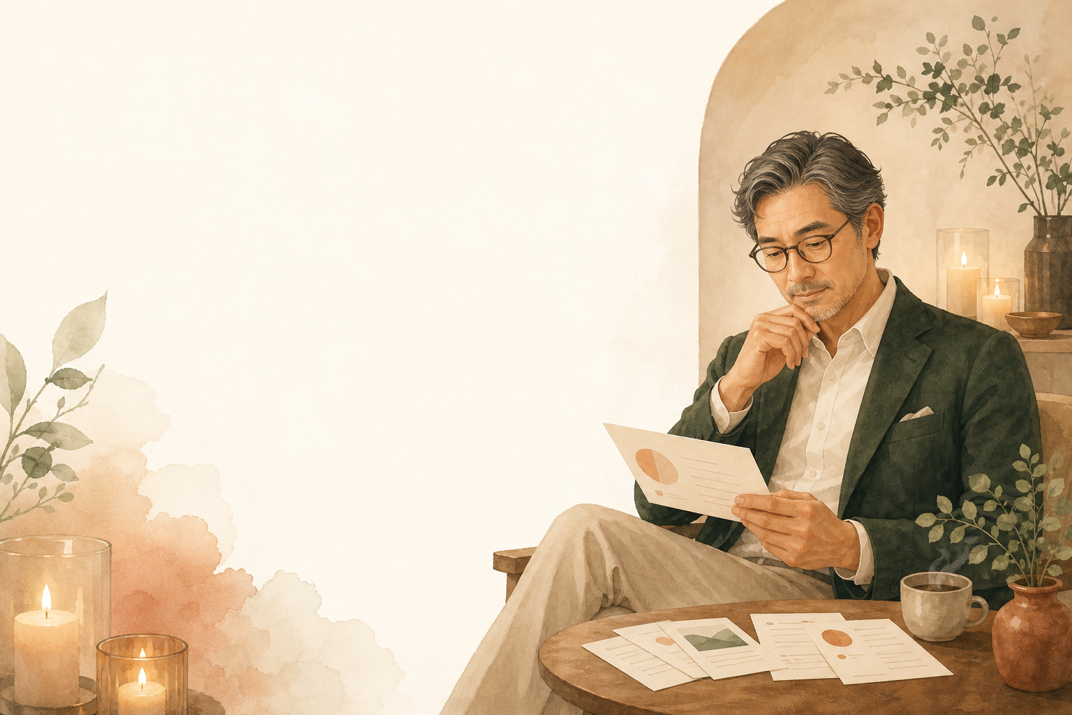 投資家がピッチをじっくり見比べるイラスト